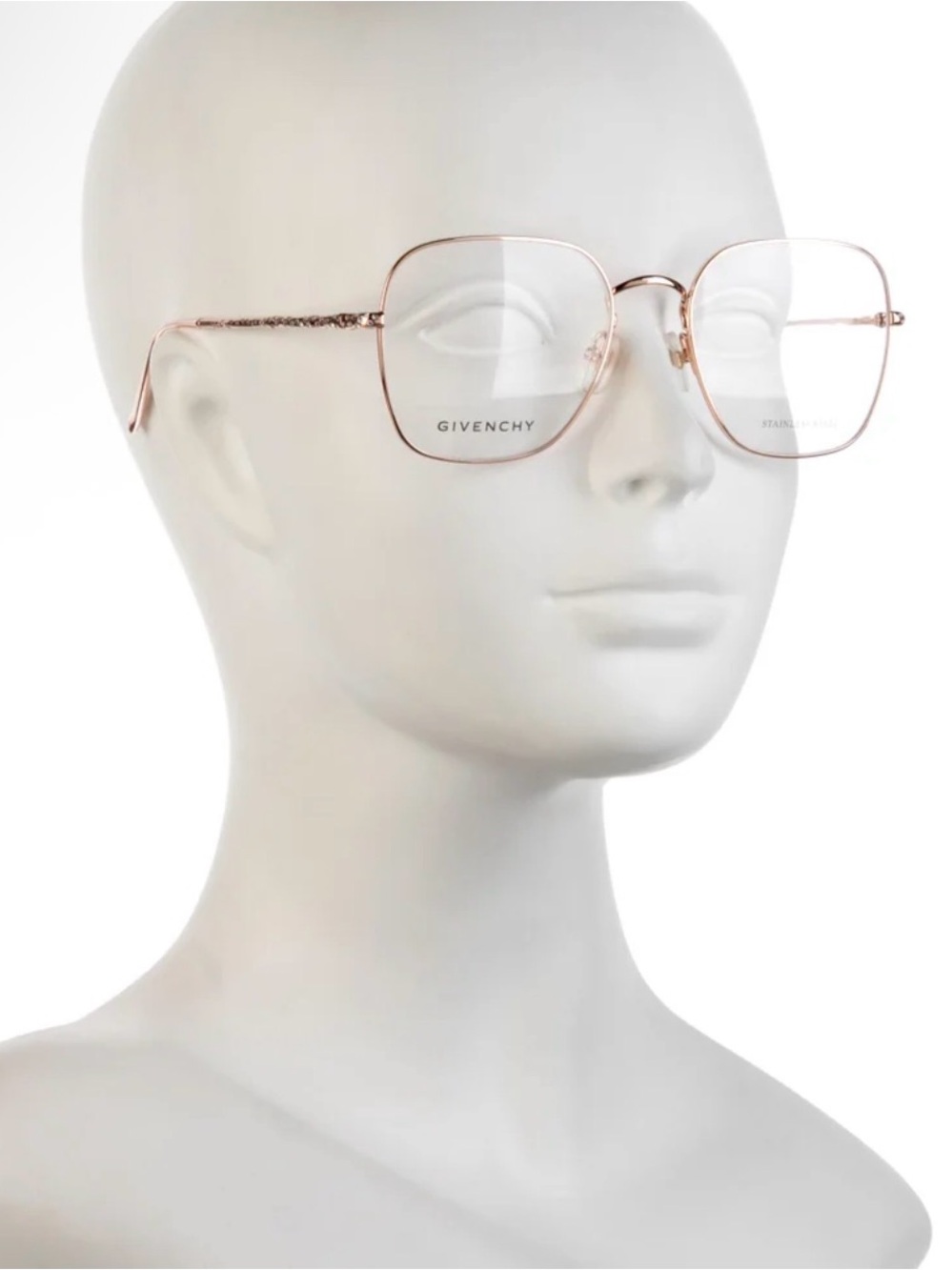 Givenchy Rose Gold Metal Square Eyeglass Frames NWT